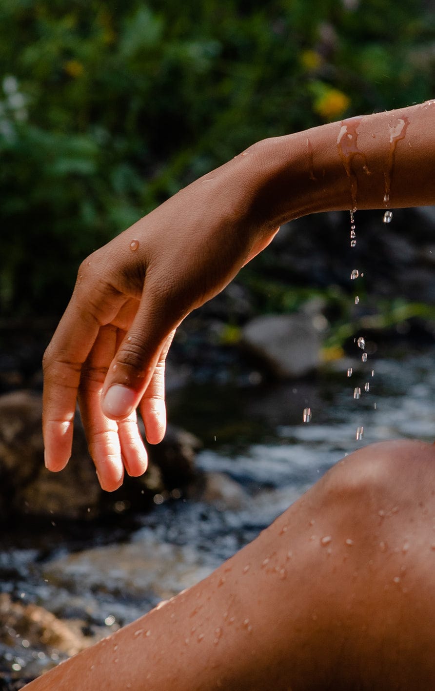 water dripping off a person's forearm